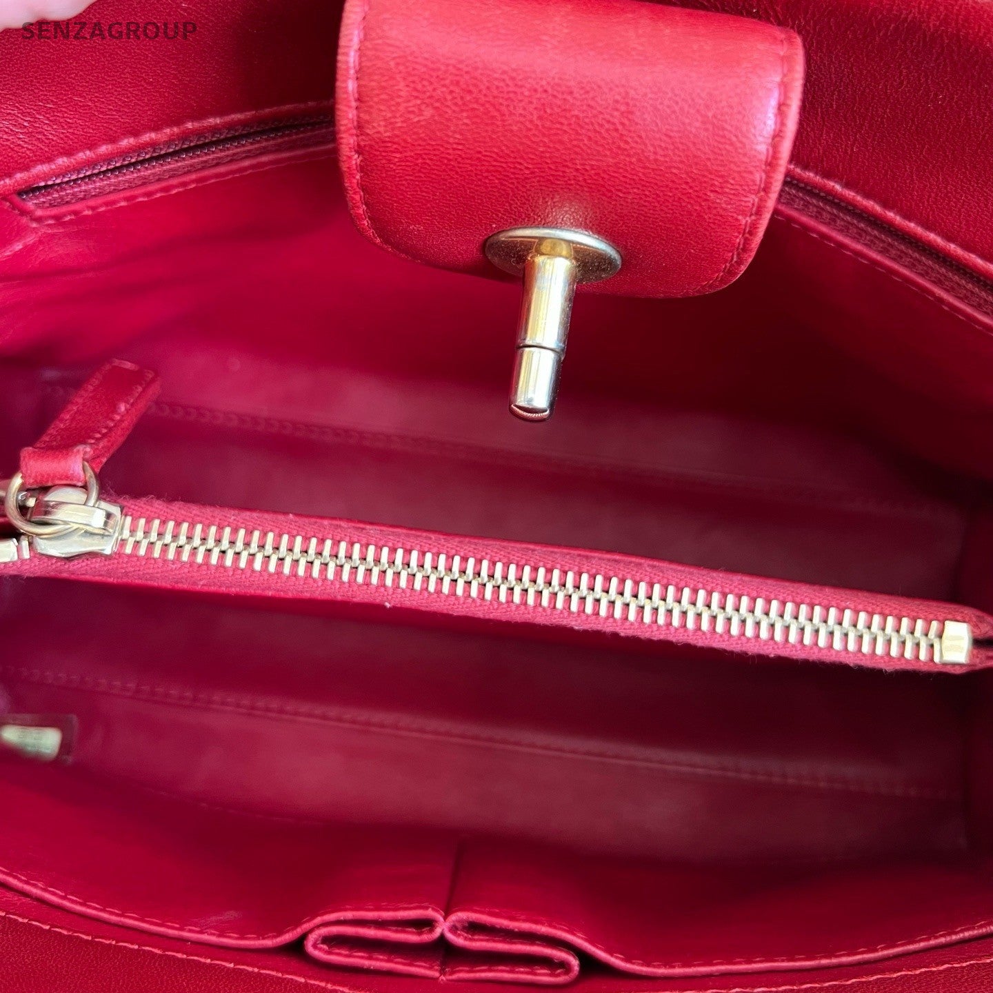 CHANEL Tote Diamond Pattern Chain Shoulder bag Red Gold Women