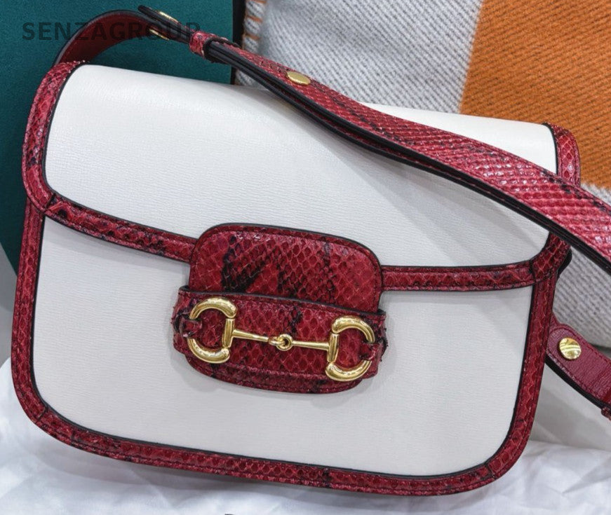Gucci Saddle MM Shoulder Bag White Gold Used Women Classic Designer