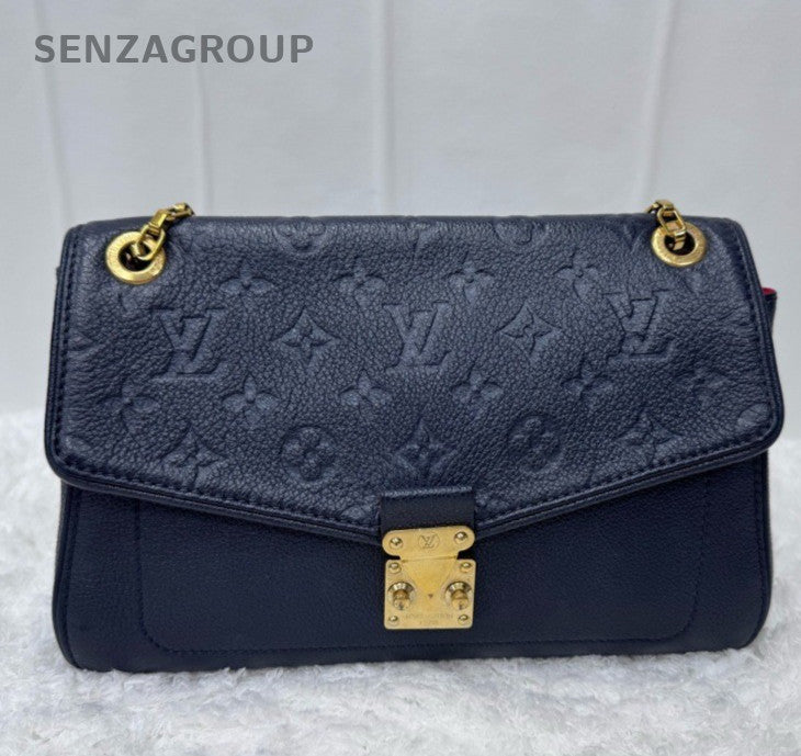 Louis Vuitton Monogram Chain Shoulder Bag Blue Gold Hardware Women Classic