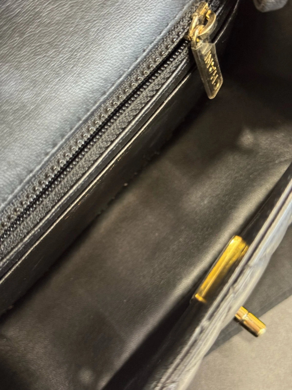 CHANEL Black Gold Lambskin Square Mini Chain Bag For Women