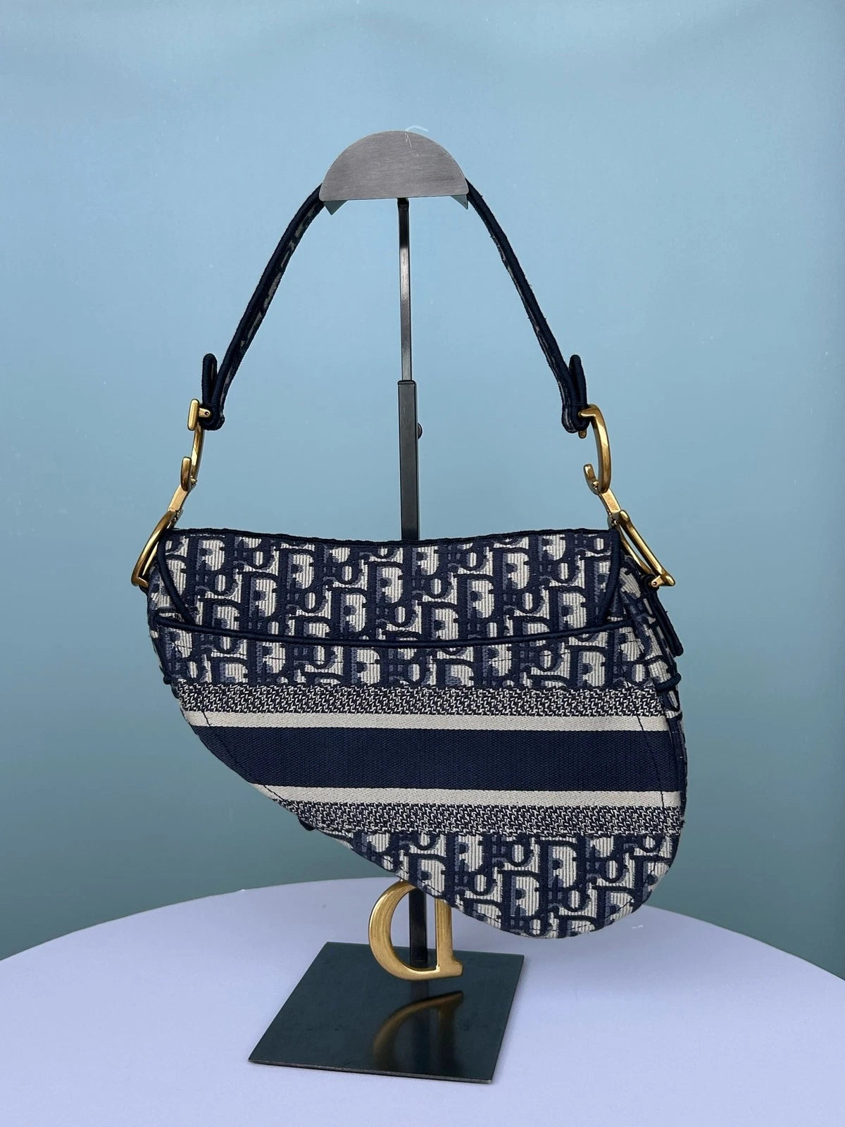Dior Saddle Blue Shoulder Bag Crossbody Excellent