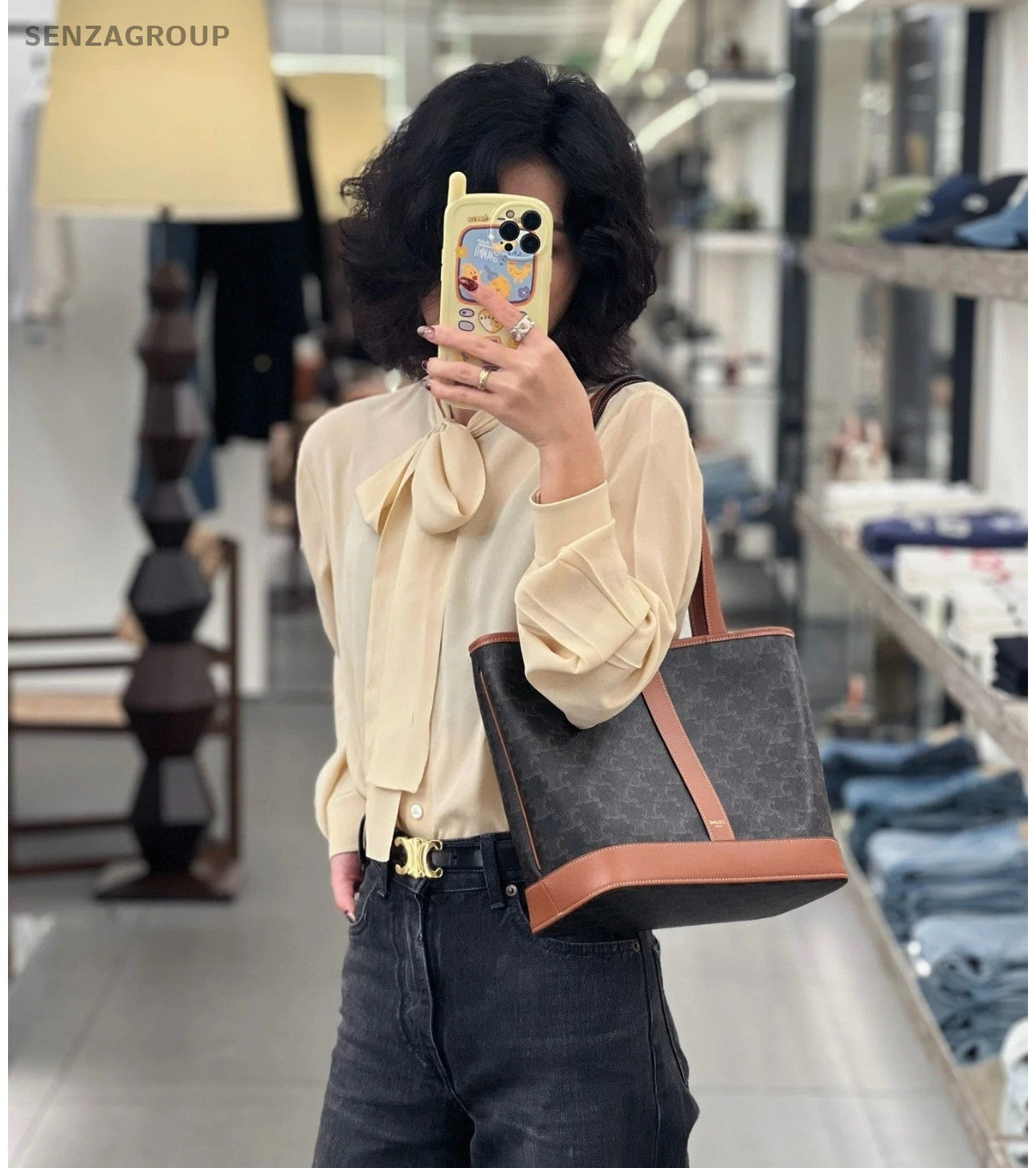 CELINE Cabas Monogram Bucket Top Handle Handbag Women Classic Almost Brand NEW
