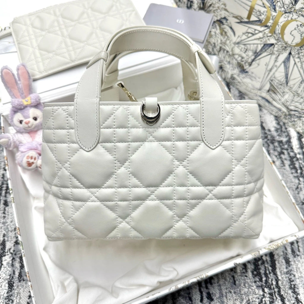 Dior Toujours Small Horizontal White Gold Leather Shoulder Bag For Women