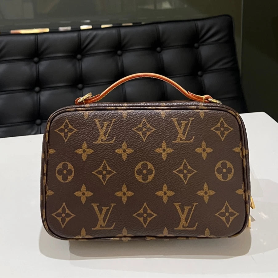 Auth Louis Vuitton Utility Monogram Brown Top Handle Crossbody Bag