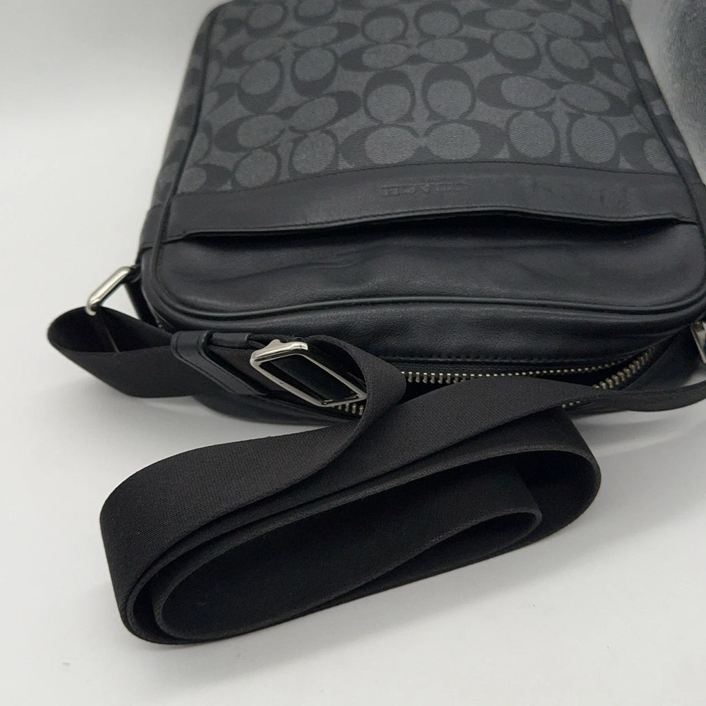 Coach Black Grey Monogram Canvas Shoulder Crossbody Bag For Women