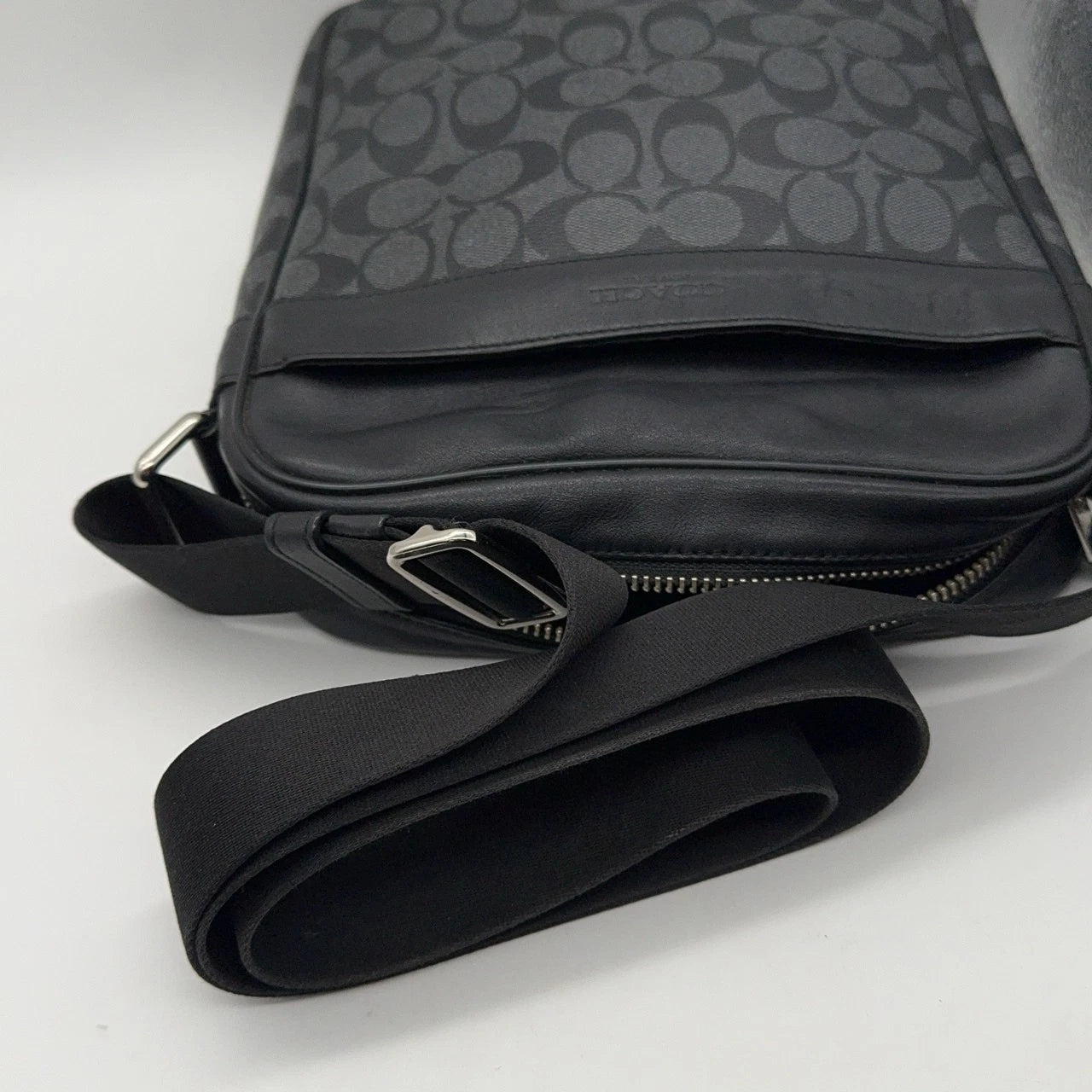 Coach Black Grey Monogram Canvas Shoulder Crossbody Bag For Women