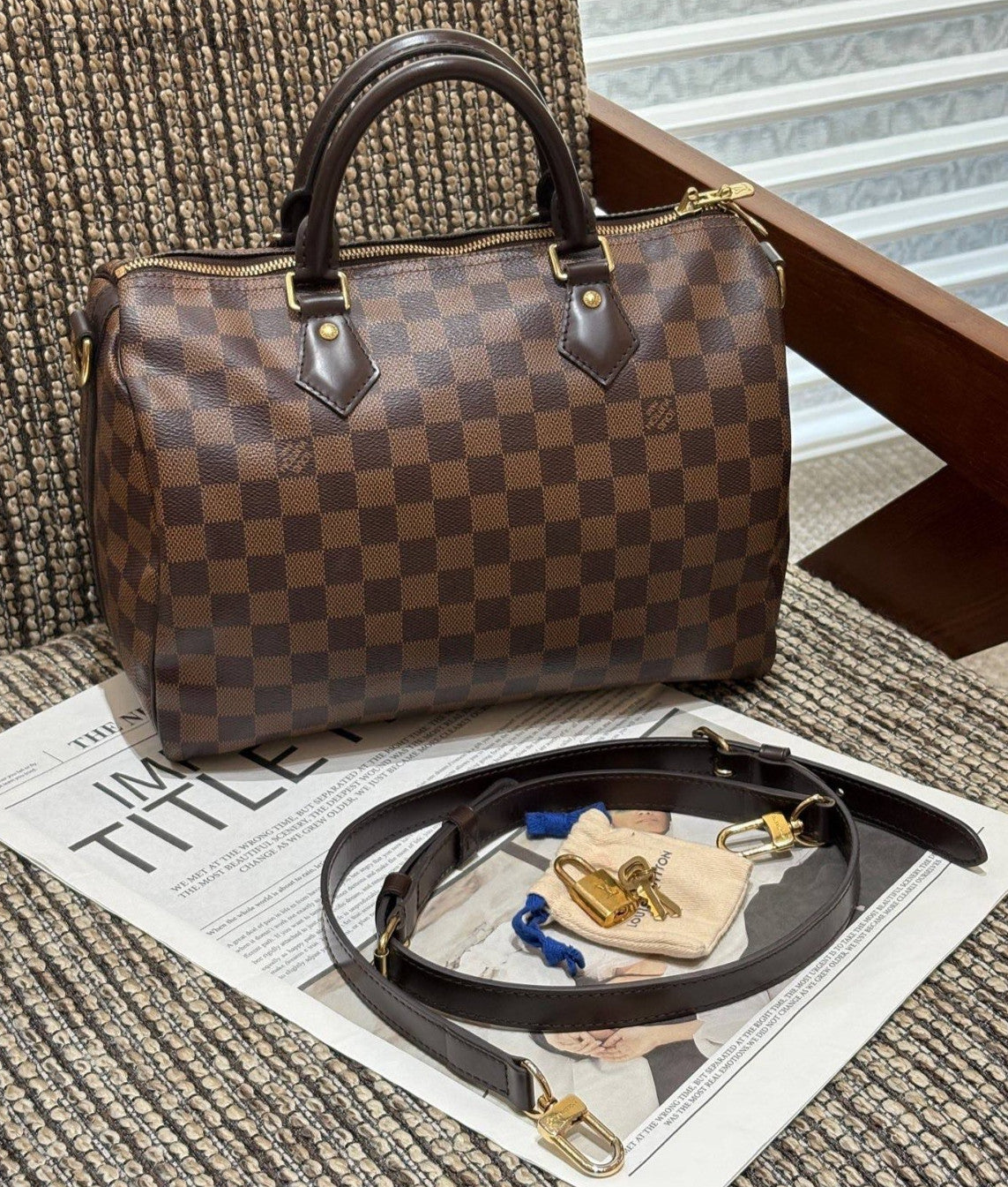Louis Vuitton Speedy30 Top Handle Bag Crossbody Brown Unisex Adults Classic