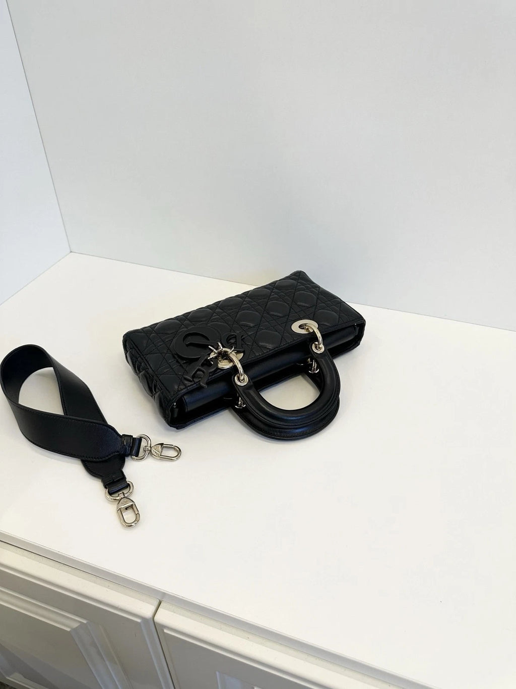 Dior Lady Dior Black Crossbody Handbag Excellent
