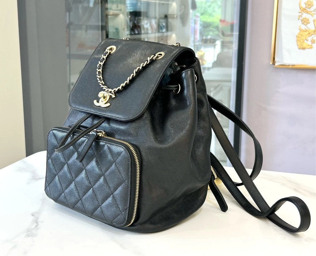 CHANEL Business Affinity Black Gold Backpack For Women