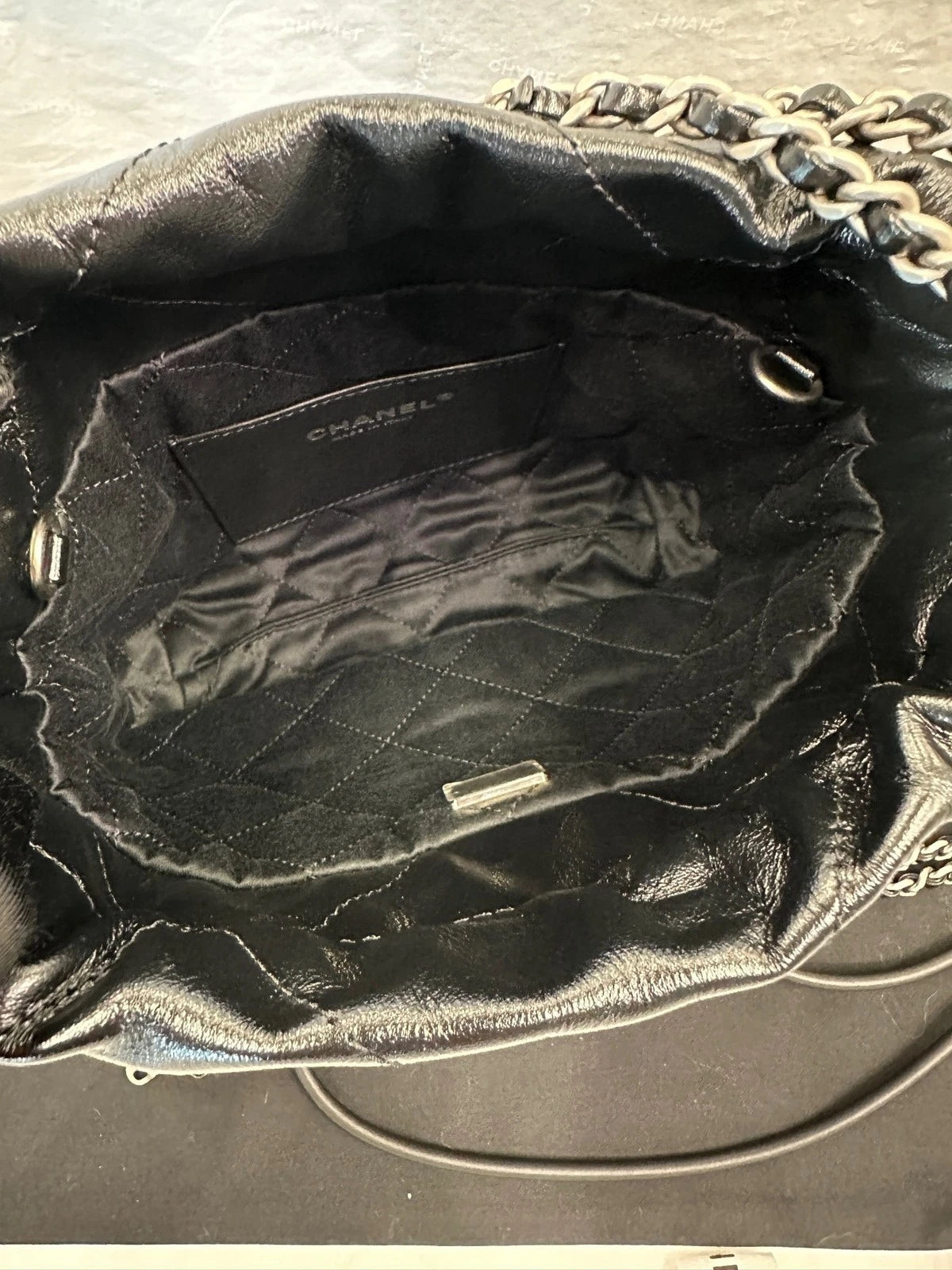 CHANEL 22Bag Mini Black Silver Calfskin Shoulder Bag Women