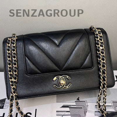 Chanel Black Gold Enamel CC Classic Flap Chain Shoulder Crossbody Bag