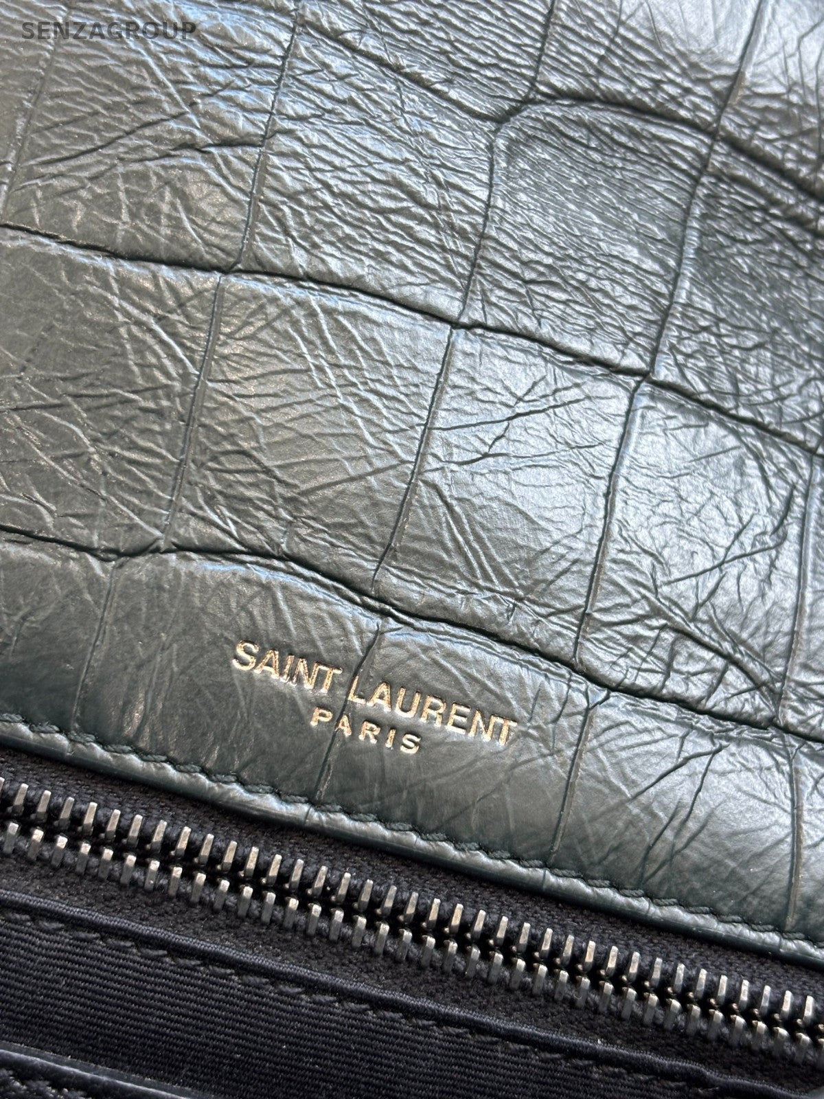 YSL Saint Laurent Niki MM Alligator pattern Chain Shoulder bag Women Dark Green