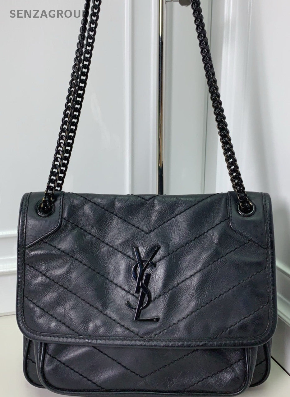 Saint Laurent Niki PM Chain Shoulder Bag Black Used Women Classic