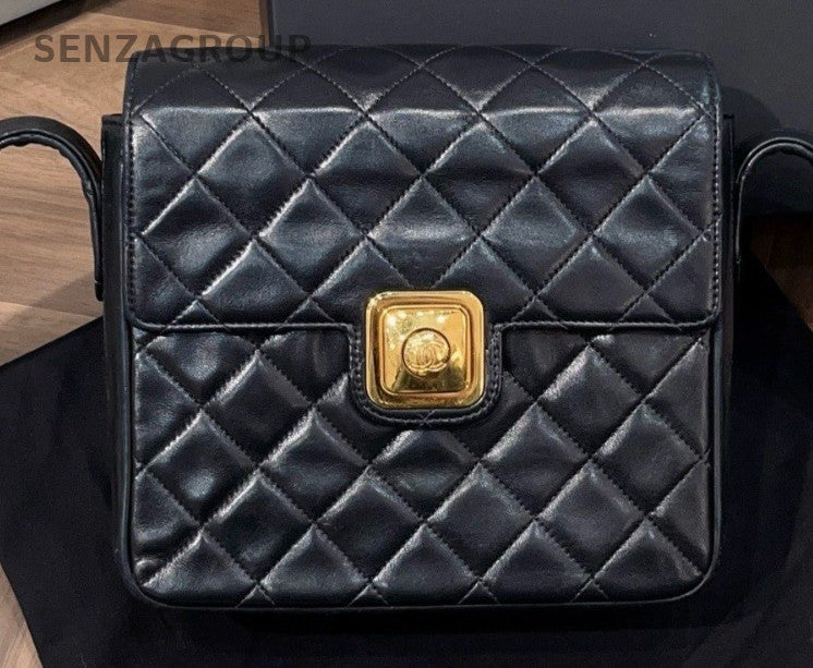 Chanel Vintage PM 2Way Shoulder Bag Crossbody White Gold Women Diamond Classic