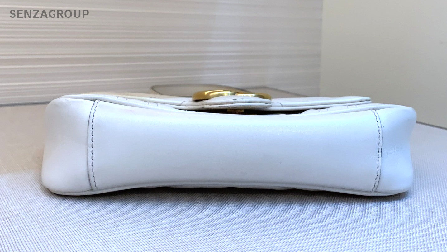 GUCCI GG Marmont 22 Chain Shoulder bag Crossbody Women White Gold