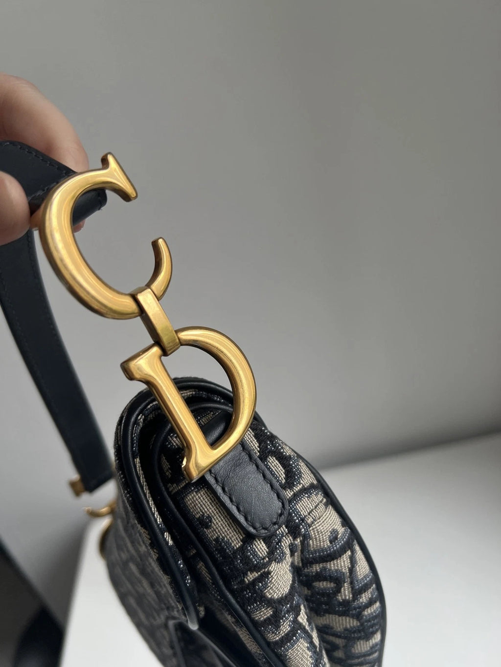Dior Saddle Black Gold Shoulder Bag Excellent