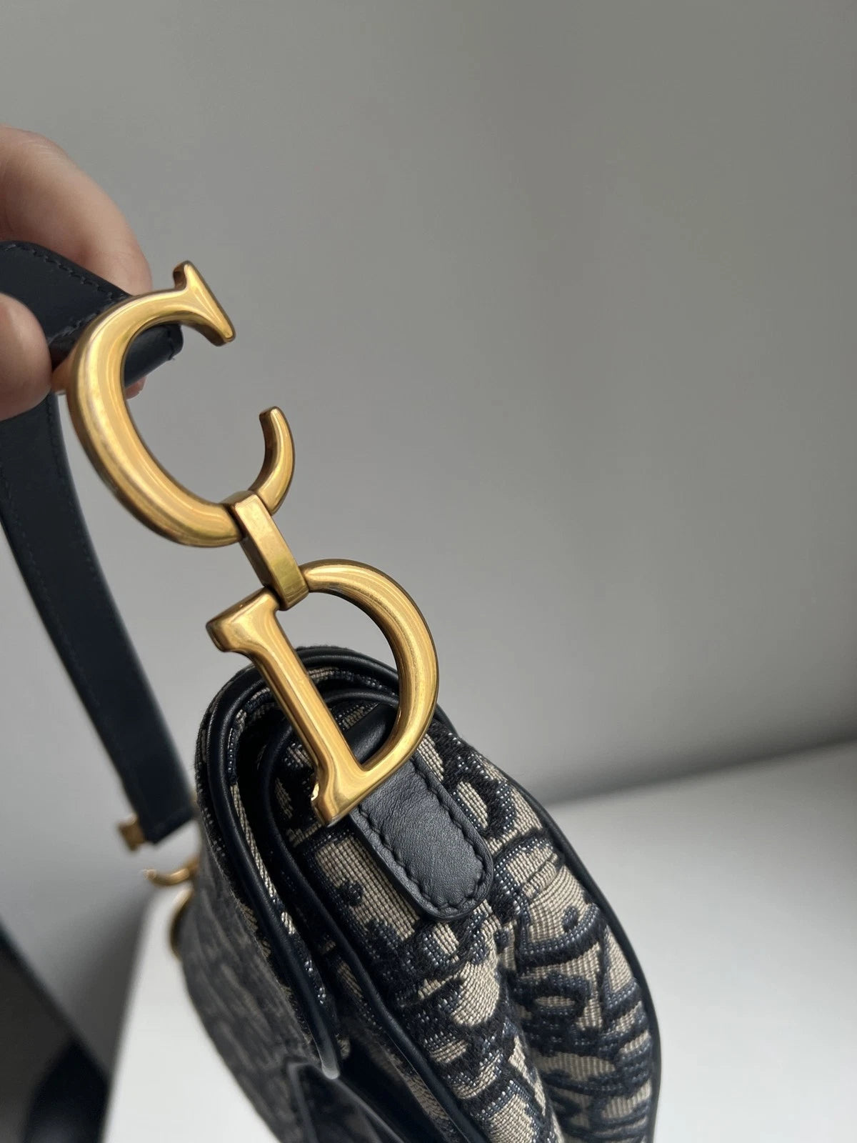Dior Saddle Black Gold Shoulder Bag Excellent
