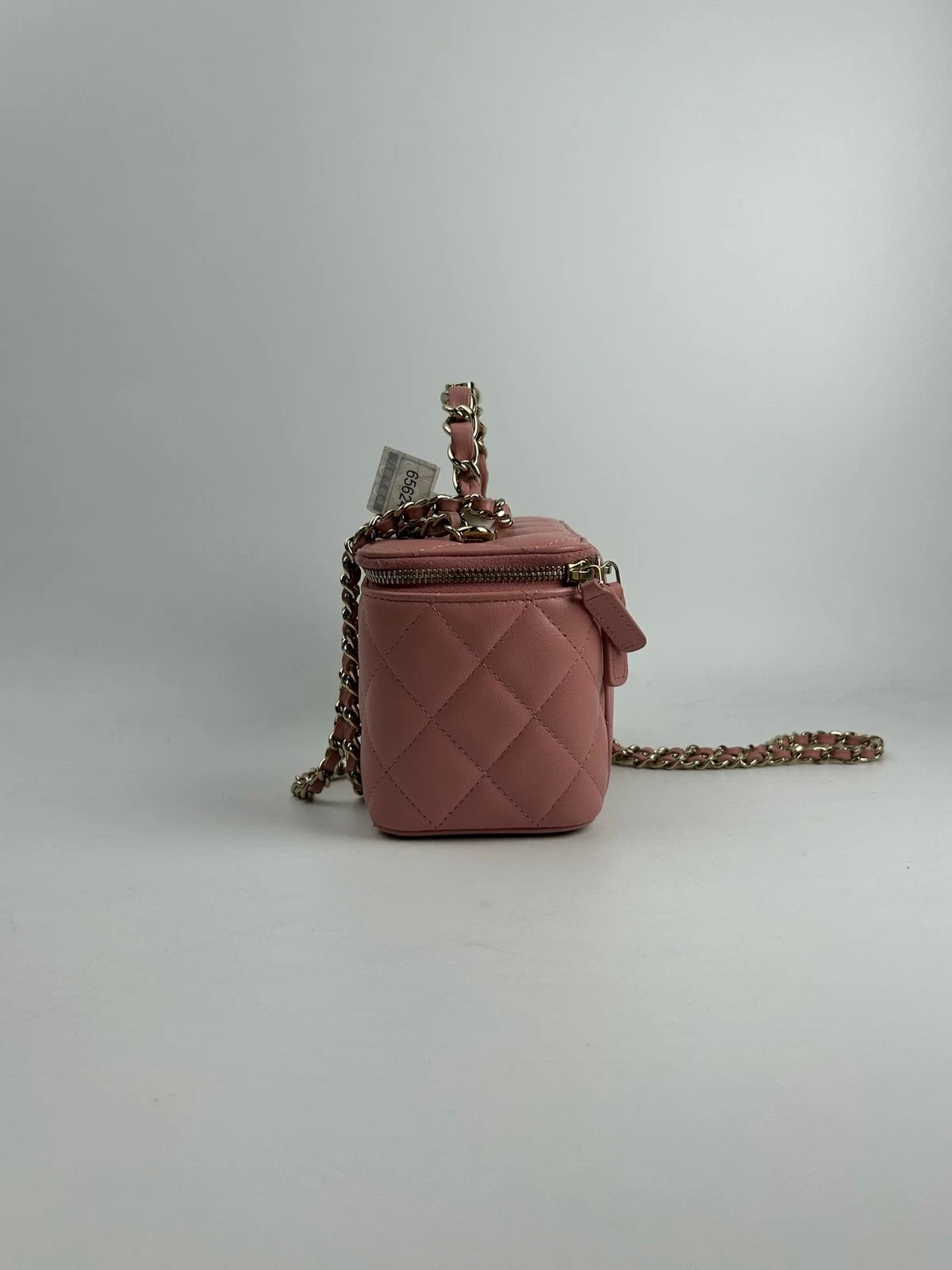 CHANEL Leather Pink Top Handle Long Box Bag For Women