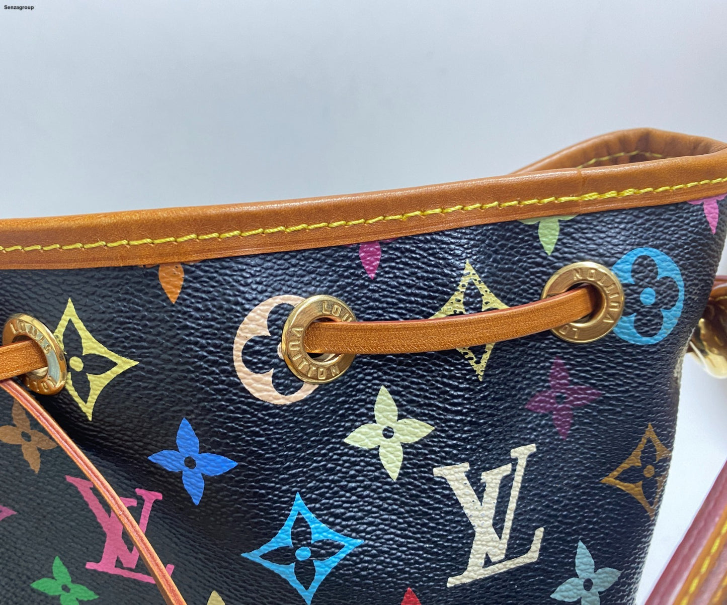 Louis Vuitton Monogram Black Multicolor Bucket Shoulder Bag Crossbody Women
