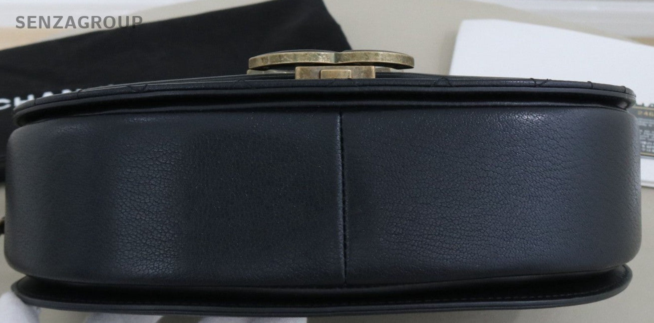 Chanel Cuba Series Saddle Bag Chain Shoulder Bag Black Gold Women Classic