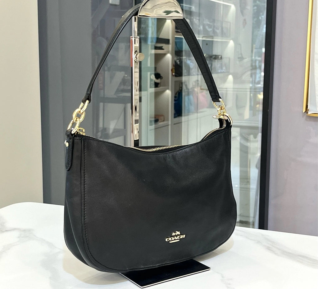 Coach Black Leather Shoulder Crossbody Silver For Women