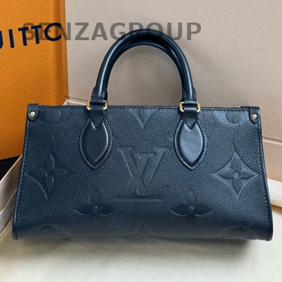 Louis Vuitton OnTheGo Black Leather Tote Shoulder Bag Women's Classic