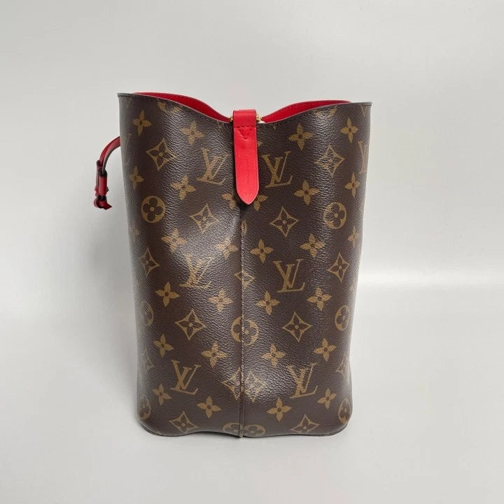 Louis Vuitton Neonoe Monogram Canvas Medium Red Bucket Bag For Women