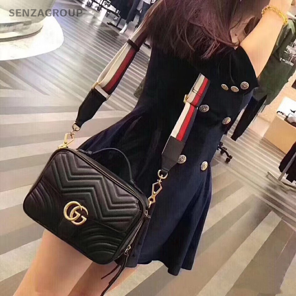 Gucci marmont MM Messenger Top Handle Shoulder Crossbody Bag Black Women