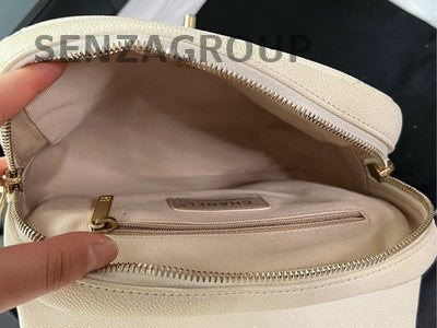 Chanel Quilted Chain Backpack White Gold Hardware Classic Fashion Women