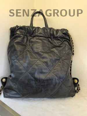 Chanel 22 Chain Backpack Large Calfskin Black Gold Women's Classic Bag