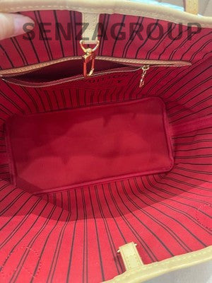 Louis Vuitton Neverfull MM Tote Bag Brown Gold Hardware Classic Women's