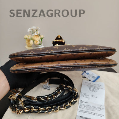 Louis Vuitton Monogram Croissant Chain Shoulder Crossbody Bag Brown