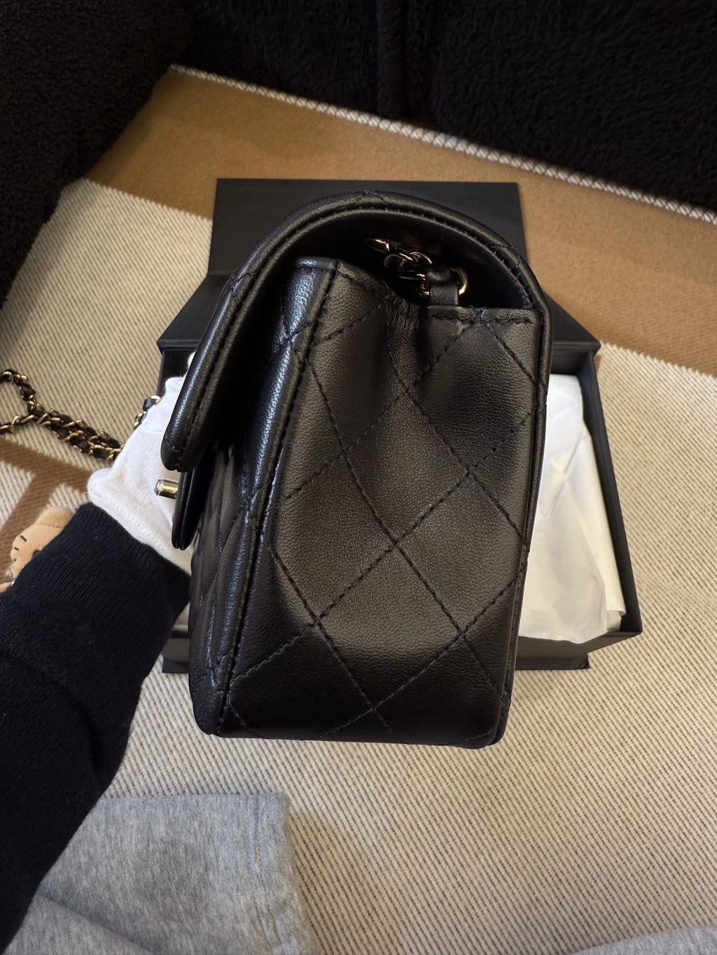 CHANEL Black Lambskin Mini CF Shoulder Bag For Women