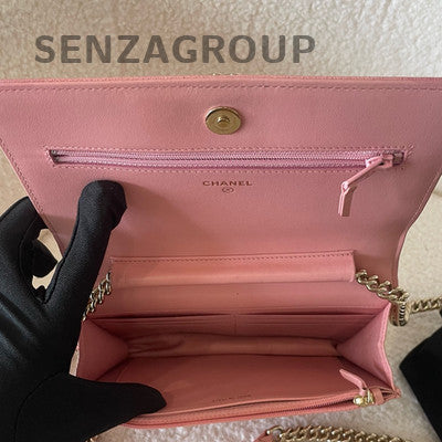 Chanel LeBoy Pink Gold Hardware Chain Shoulder Crossbody Bag