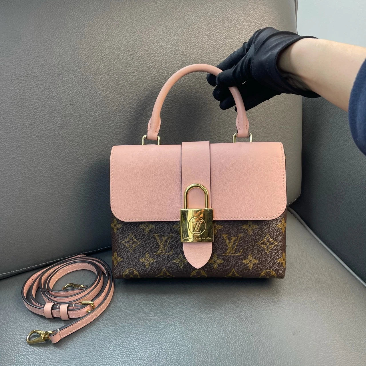 Louis Vuitton Canvas Pink Monogram Locky BB Handbag Crossbody Women