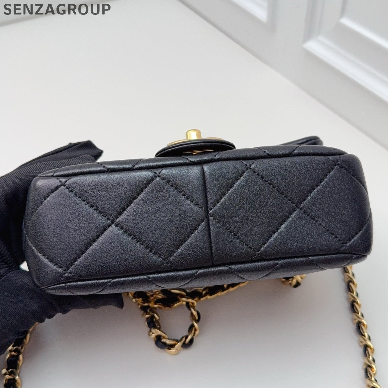 Chanel Classic Flap Black Gold Small Chain Shoulder Bag Quilted