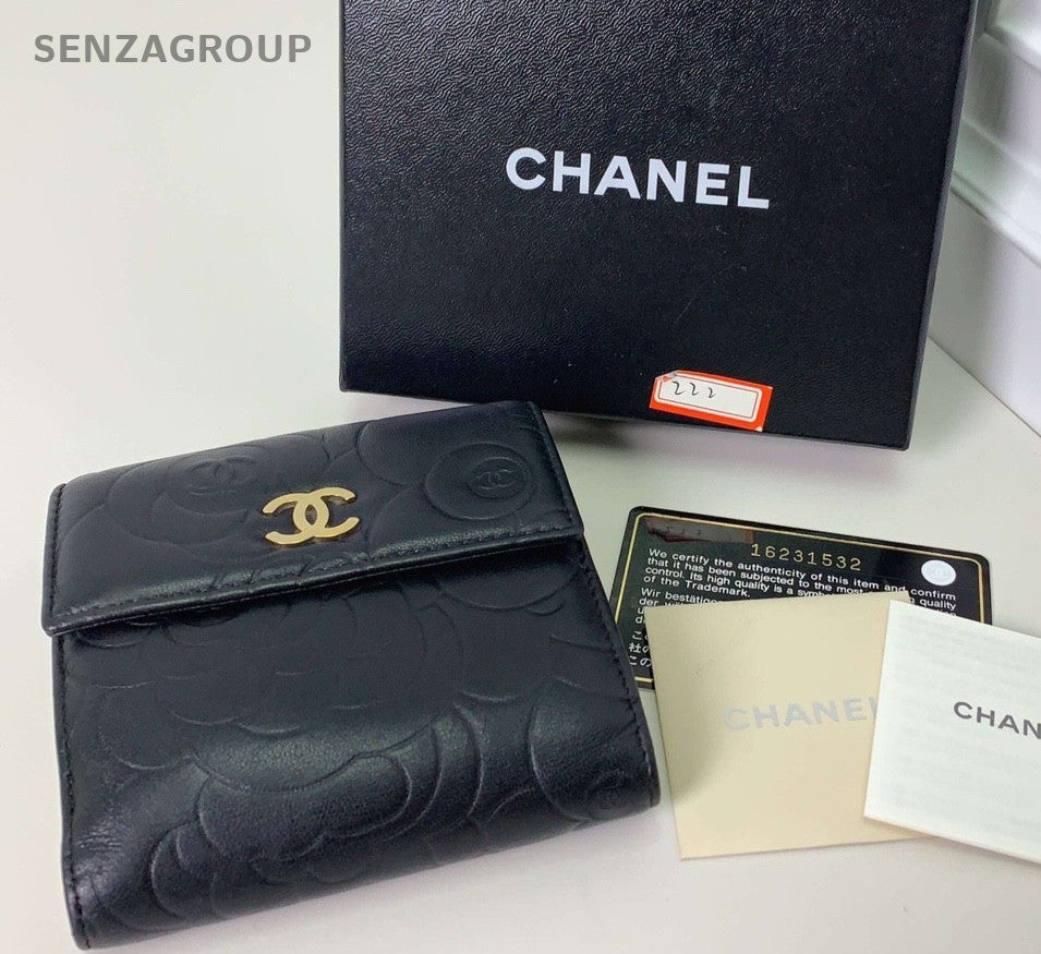 CHANEL Camellia Black gold Small wallet