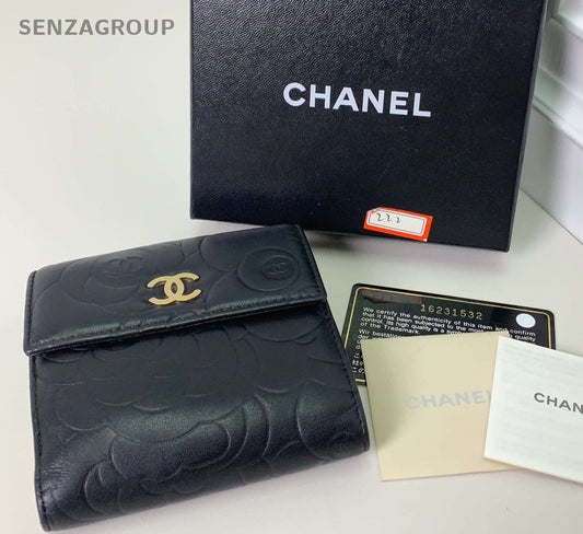CHANEL Camellia Black gold Small wallet