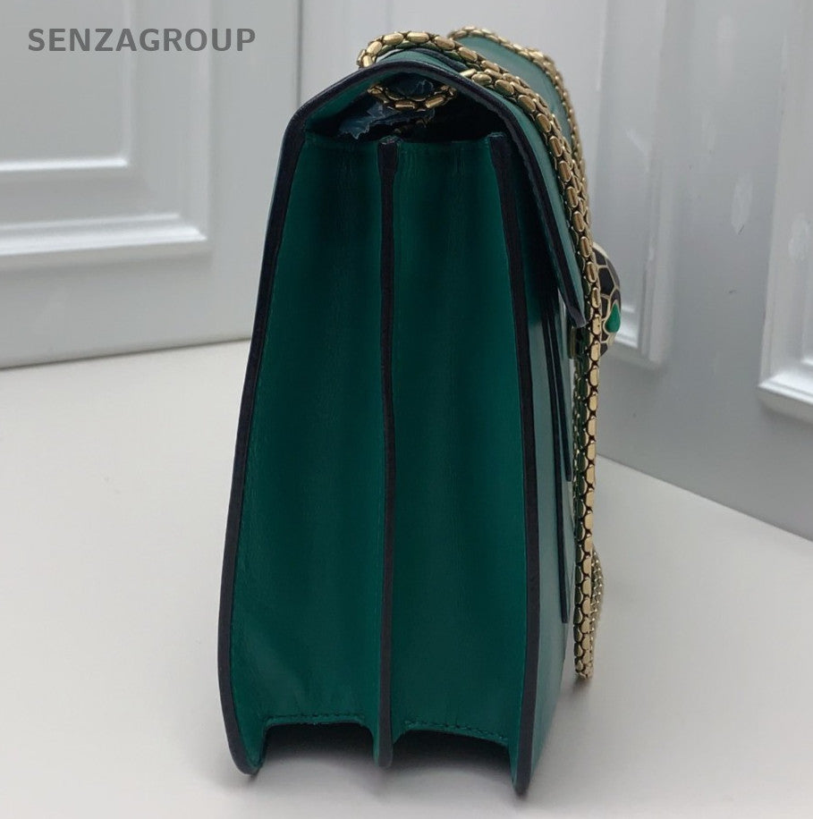 Bvlgari Serpenti MM Chain Shoulder Bag Crossbody Green Gold Women Classic