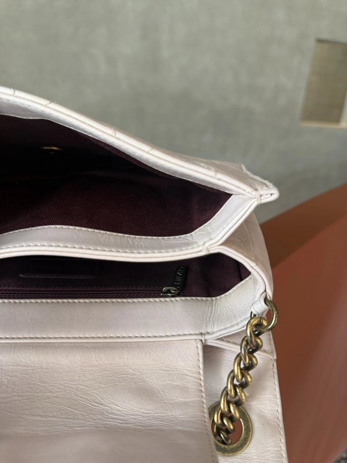 Chanel Bombay MM Chain Top Handle Shoulder Bag Lilac Gold Women Classic