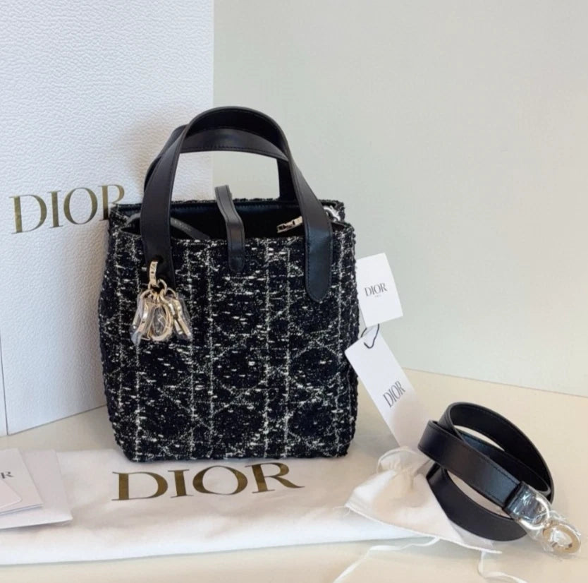 Christian Dior Toujours PM Tote Top Handle Bag Shoulder Bag Black Women Fashion