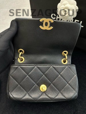 Chanel 21P Quilted Black Gold Chain Shoulder Bag