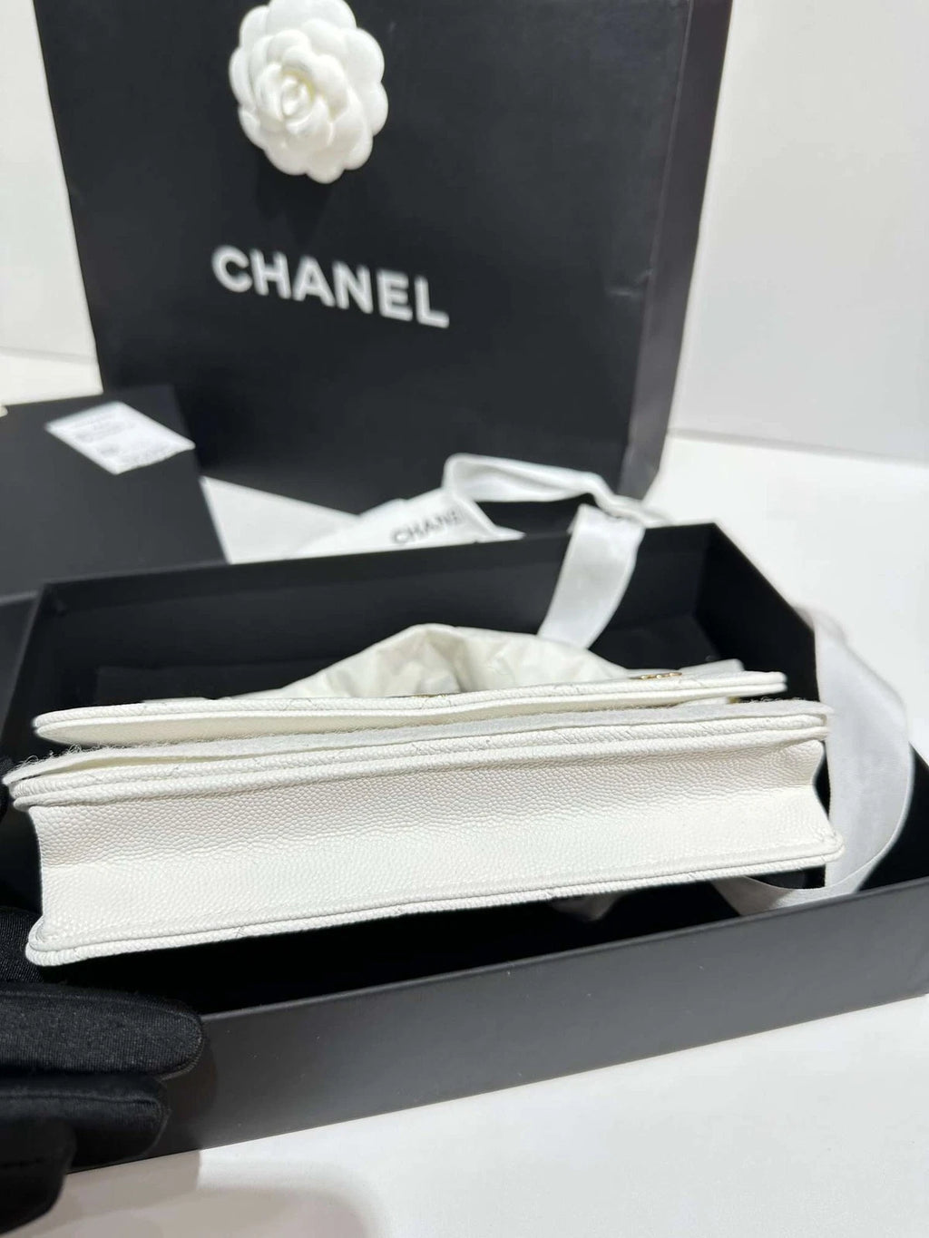 CHANEL White Leather WOC Crossbody Bag For Women