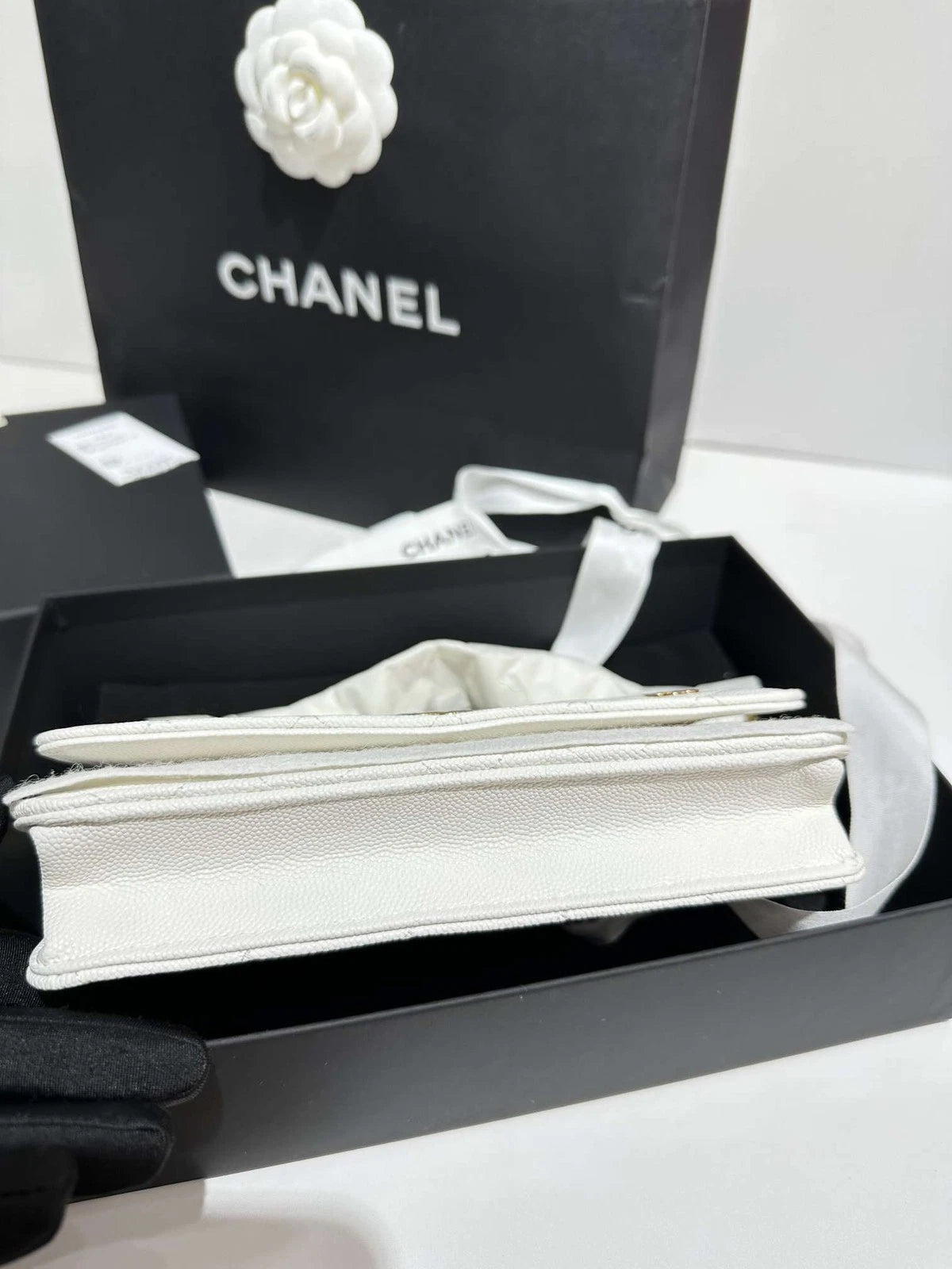 CHANEL White Leather WOC Crossbody Bag For Women