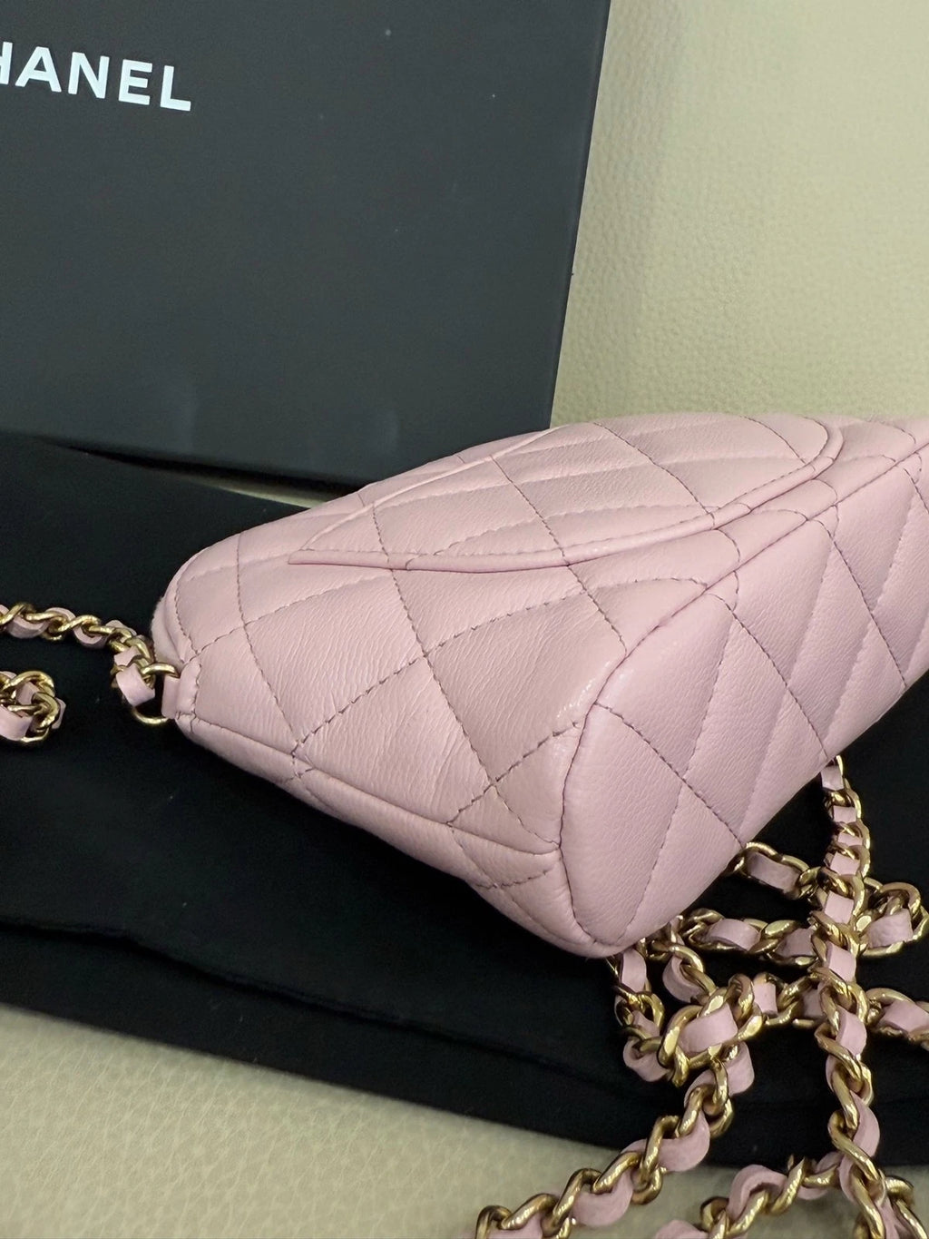 CHANEL Pink Purple Mini Shell Bag Leather Handbag For Women