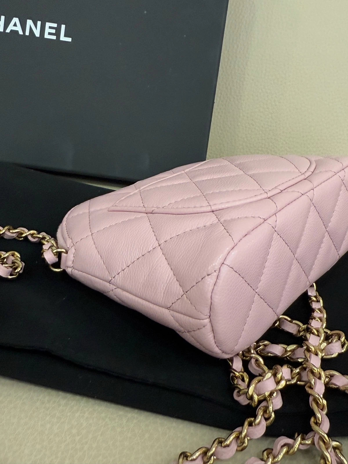 CHANEL Pink Purple Mini Shell Bag Leather Handbag For Women