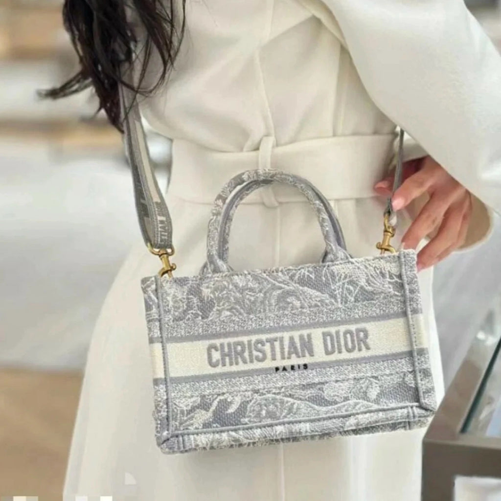 New Canvas Dior Mini Book Tote Bag For Women