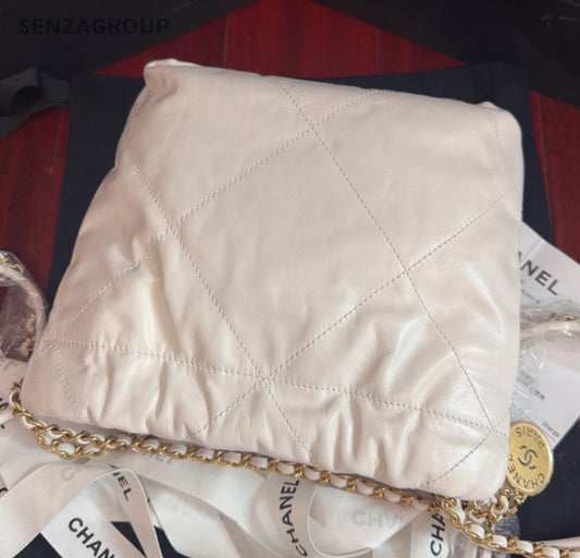 Chanel 22Bag Mini Chain Shoulder Bag Crossbody White Gold Women Classic Fashion