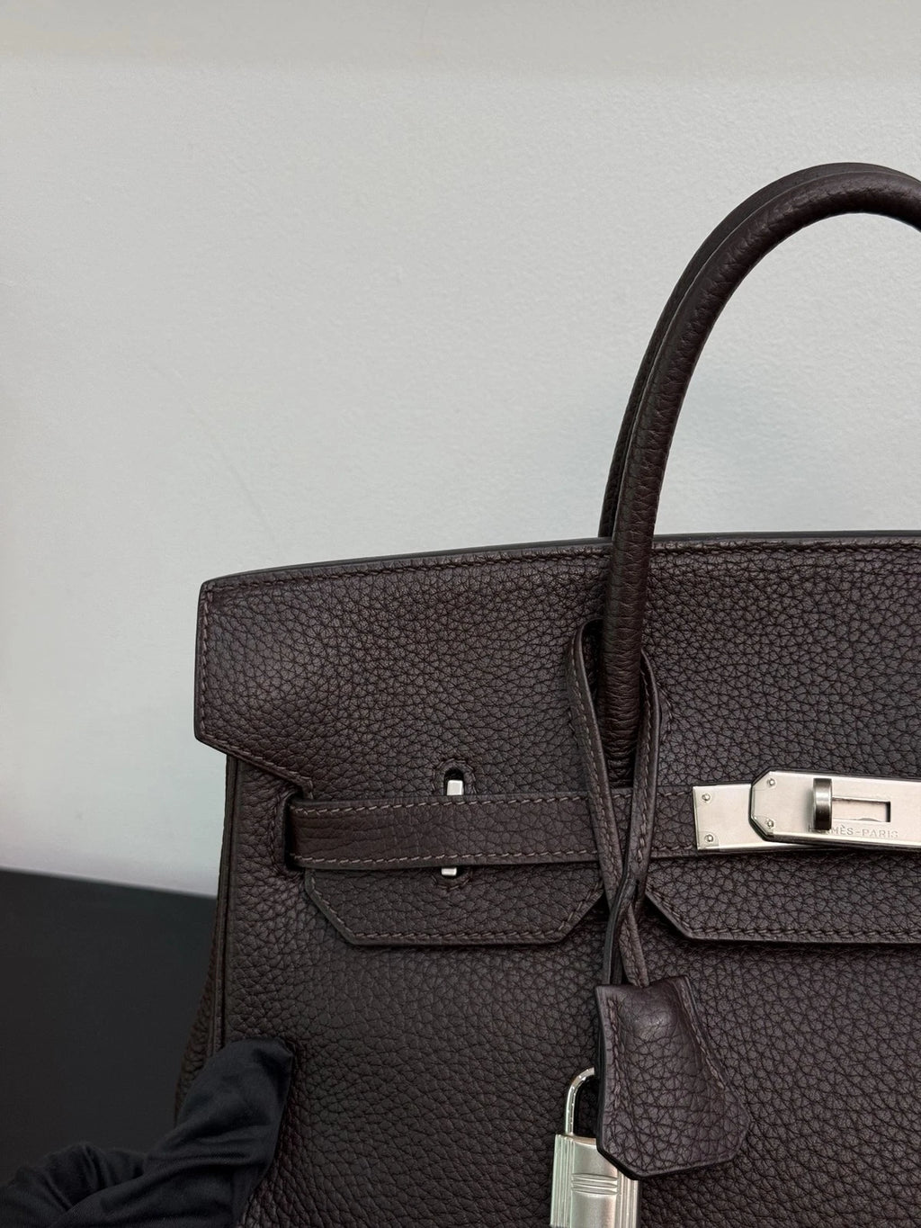 Hermes Hac32 Ebony Black Silver Top Handle Bag Used Women Classic