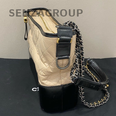 Chanel Medium Gabrielle Hobo Bag Beige Black Quilted Chain Shoulder Crossbody